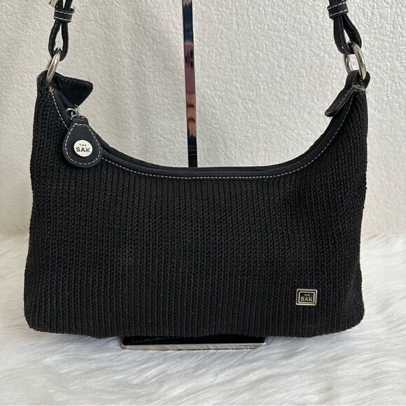 The Sak Woven Crochet Knit Black Shoulder Bag - Picture 5 of 13